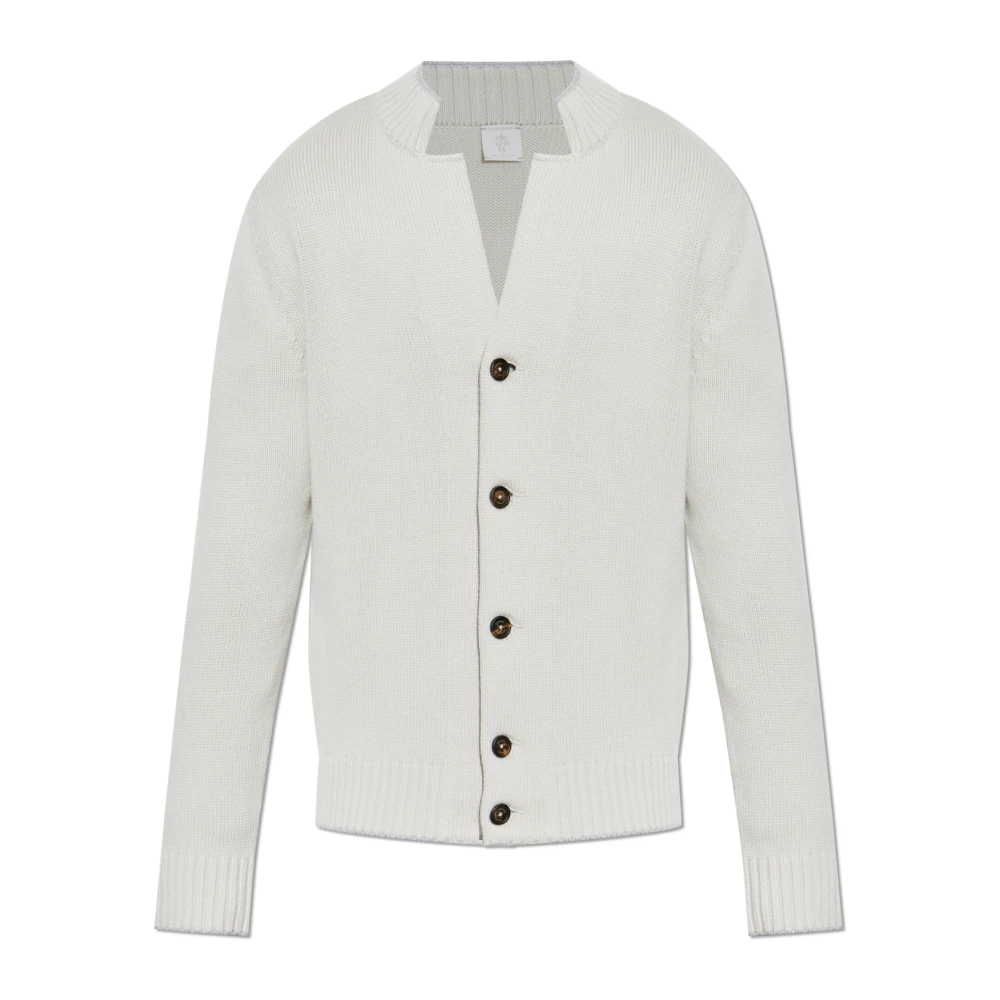 Eleventy Herren Weiß Woll-Strickjacke