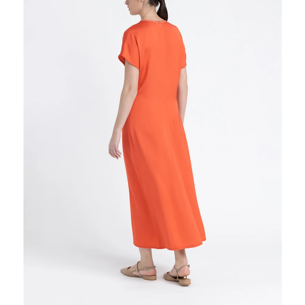 PESERICO Lange viscose satijnen jurk Red Dames