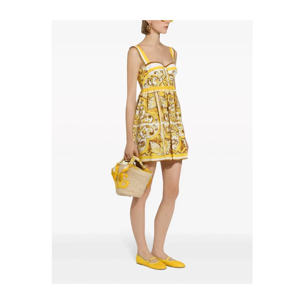 Dolce & Gabbana Gele Jurken Sweetheart Neckline Mouwloos Yellow Dames