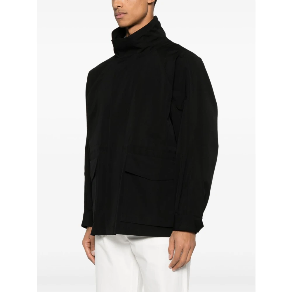 Auralee Zwarte Jassen met Uitgesneden Details Black Heren