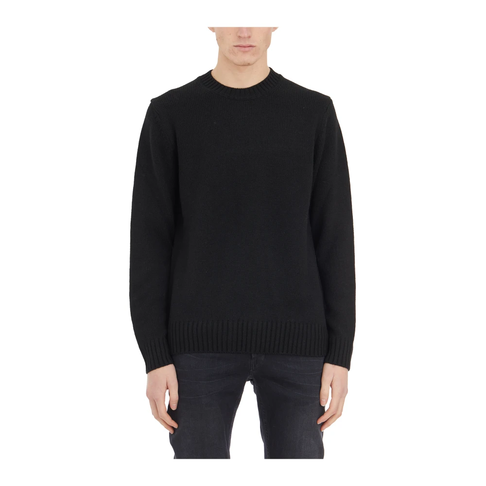 Paolo Pecora Wollen Crewneck Trui Black Heren