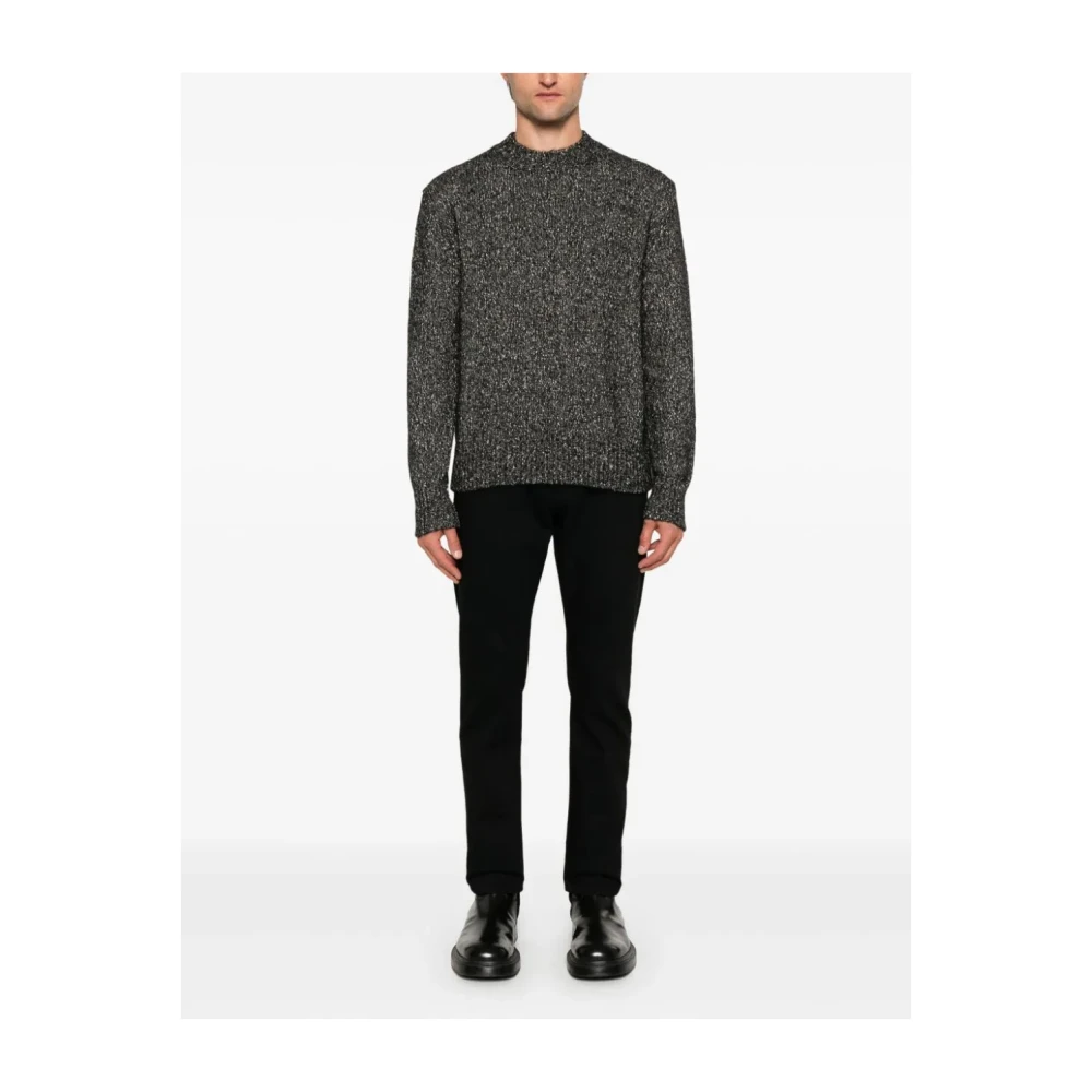 Lardini Zwarte trui met mêlee kraag Black Heren