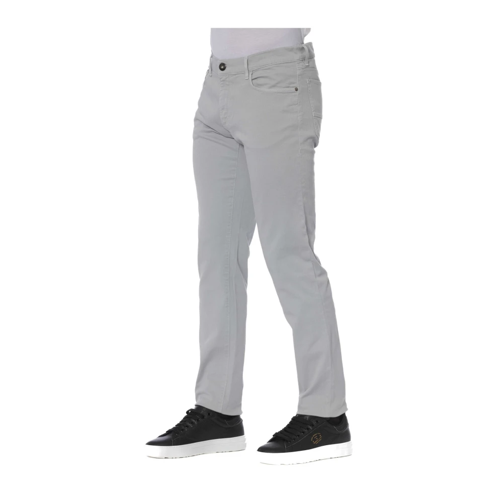 Trussardi Stijlvolle Jeans met Knoop en Rits Gray Heren