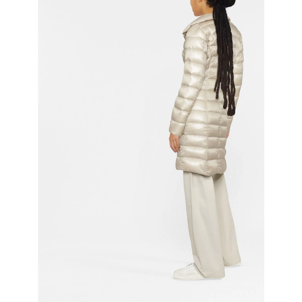 Herno Beige Gebreide-Kraag Gewatteerde Jas Beige Dames