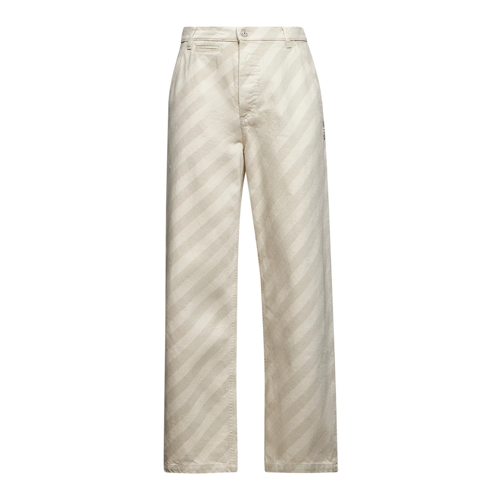 Marni Gestreepte Denim Hoge Taille Jeans Beige Heren