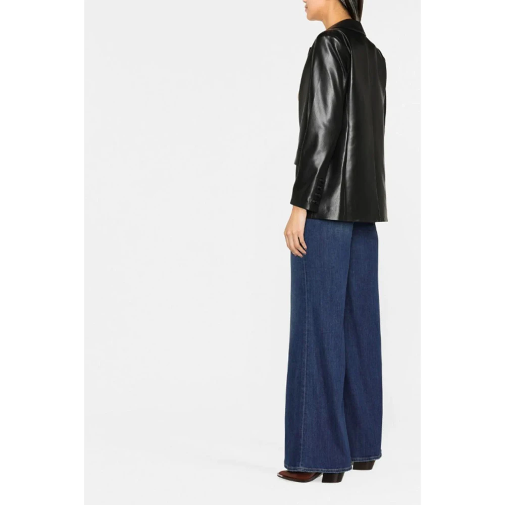 alice + olivia Zwarte vegan leren jas klassieke stijl Black Dames