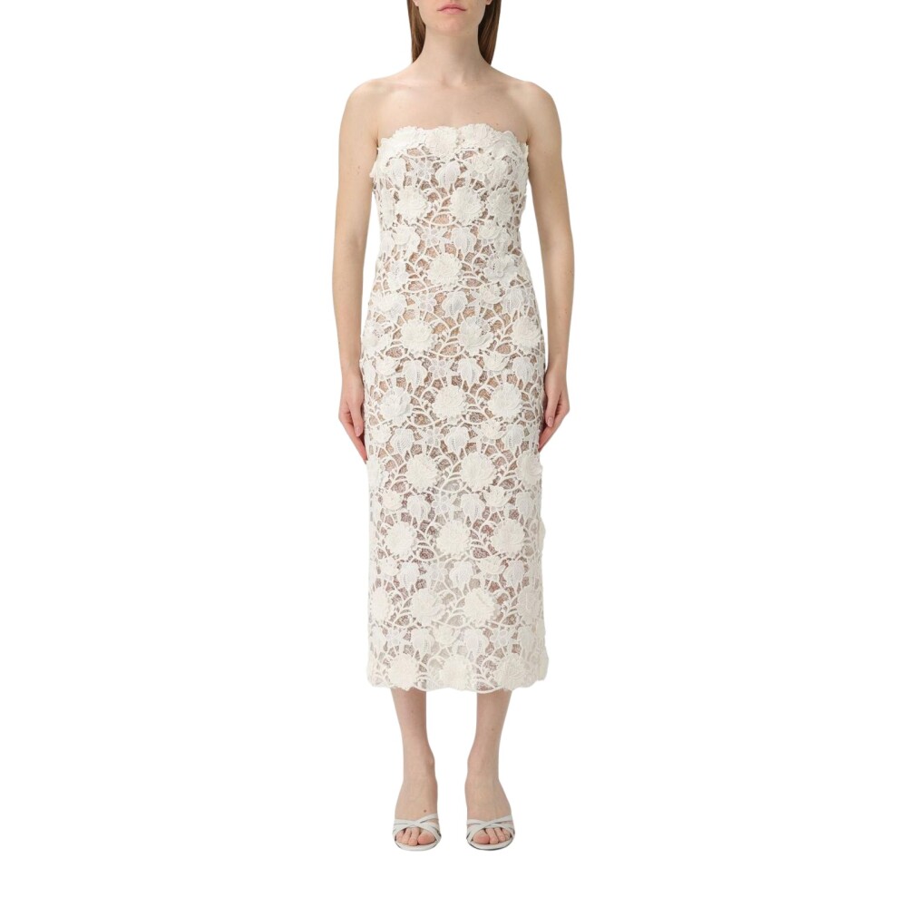 ワンピース ERMANNO SCERVINO Macrame lace dress (D462Q340UZG 14300) Ermanno Scervino Red macramé lace sleeveless dress