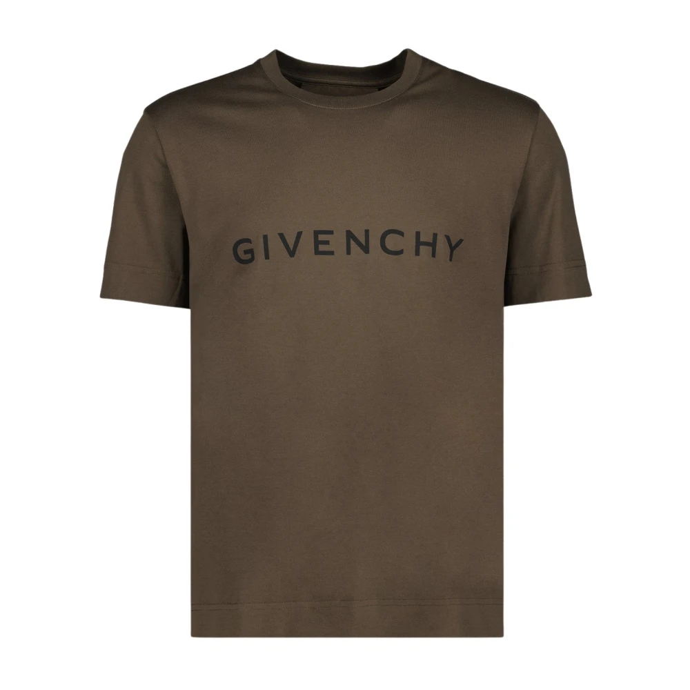 Givenchy Logo Print Ronde Hals T-shirt Brown Heren