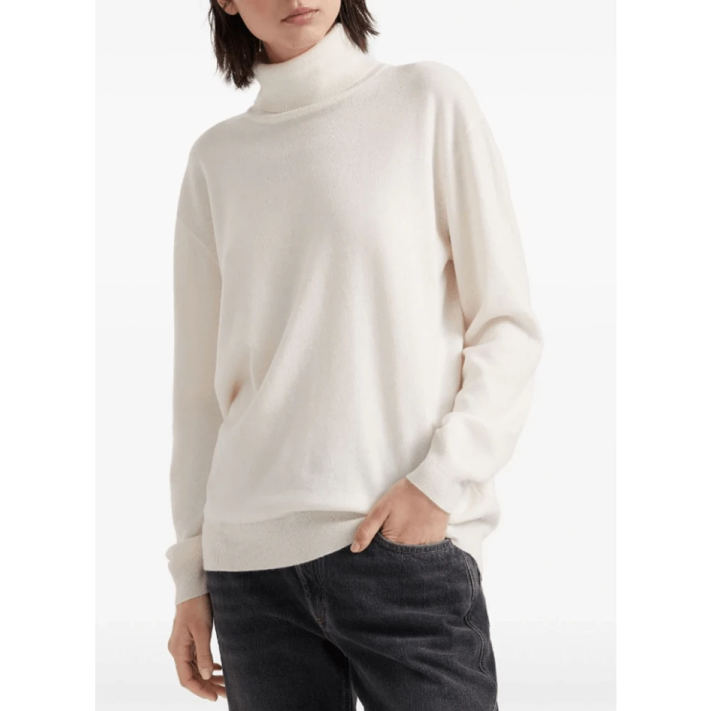 BRUNELLO CUCINELLI Witte Cashmere Mock Neck Jumper White Dames