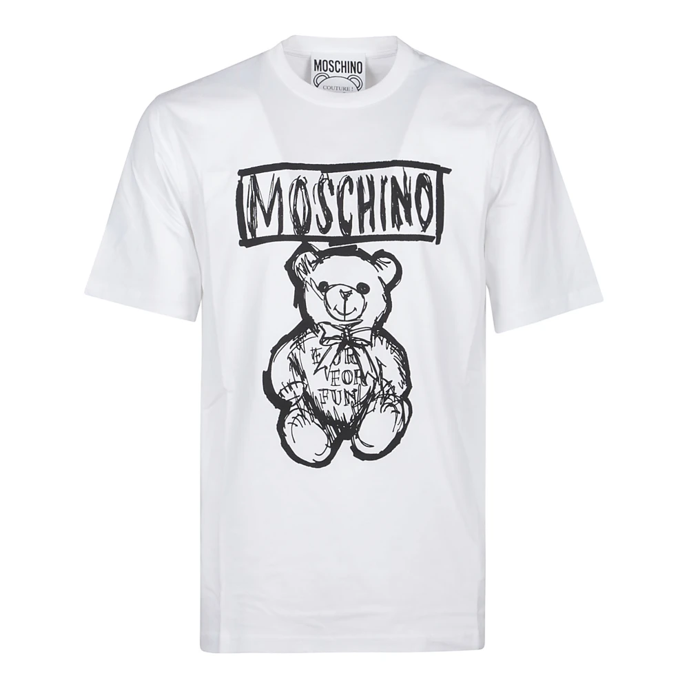 Moschino Schattig Beer Print T-shirt White Heren