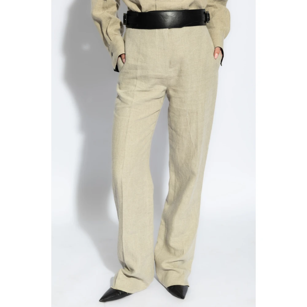 Salvatore Ferragamo Linnen broek van Ferragamo Beige Dames