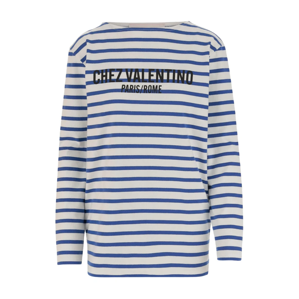 Valentino Garavani Casual katoenen T-shirt met uniek ontwerp Blue Dames
