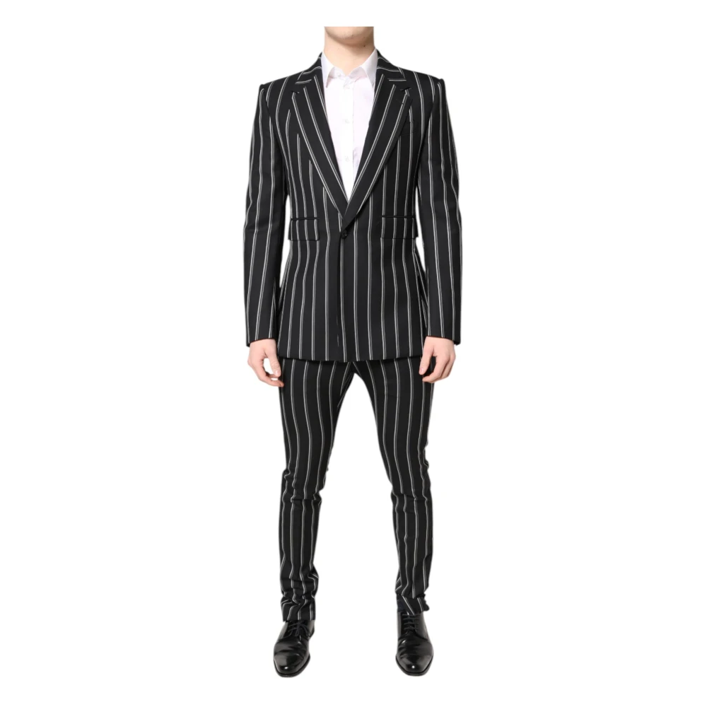 Dolce & Gabbana Men's Black Striped Sicilia Formal Suit