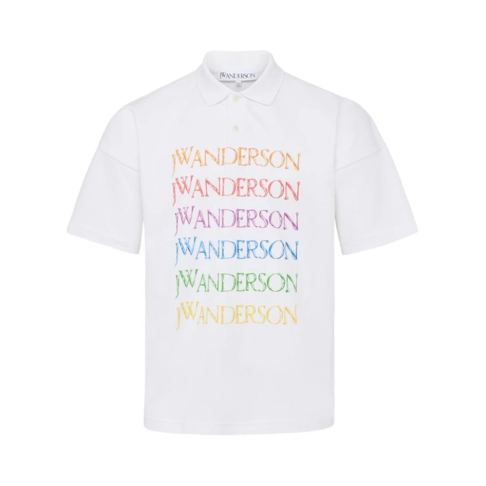 JW Anderson Grafiskt Tryck Polo Tröja Vit Bomull White, Herr