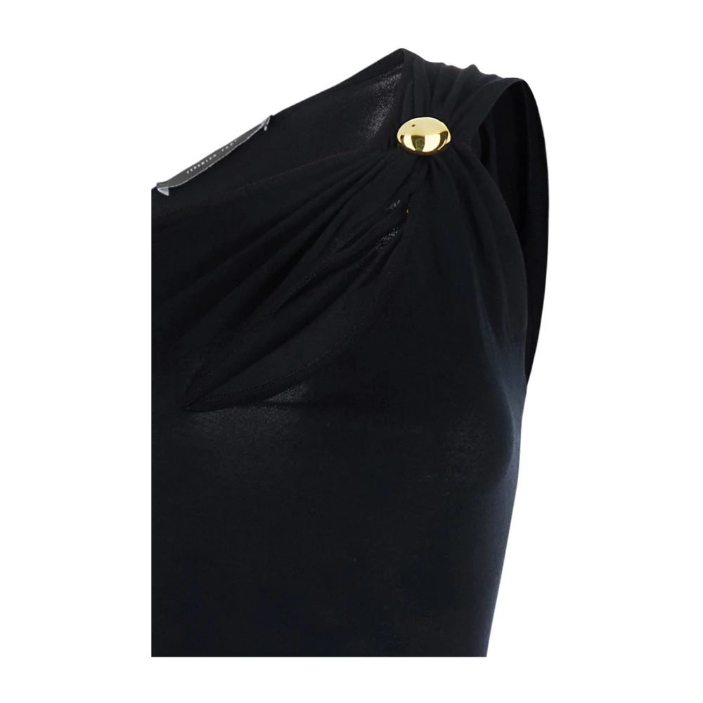 Federica Tosi Zwarte Lange Jurk met Juweeldetail Black Dames
