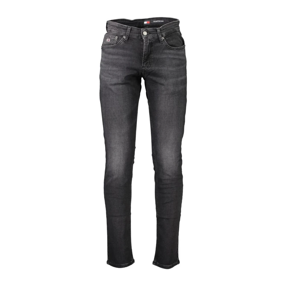 Tommy Hilfiger Zwarte Denim Slim Jeans met Borduurwerk Black Heren