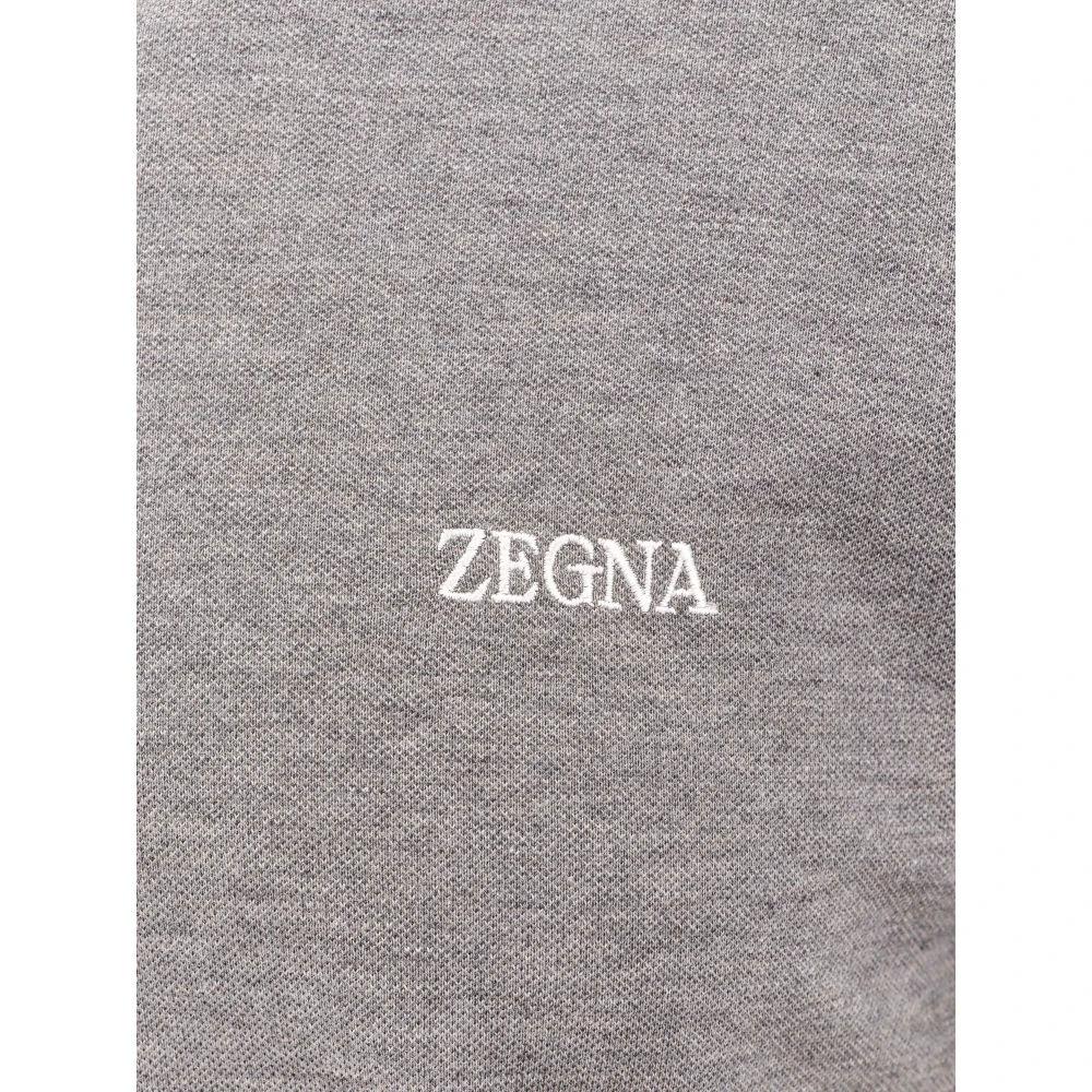 Ermenegildo Zegna Grijze Katoenen Poloshirt Gray Heren