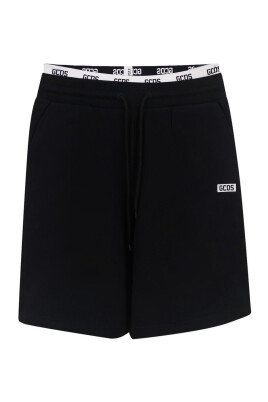 black-cotton-bermuda-shorts-with-white-elastic-waistband-and-logo-lettering