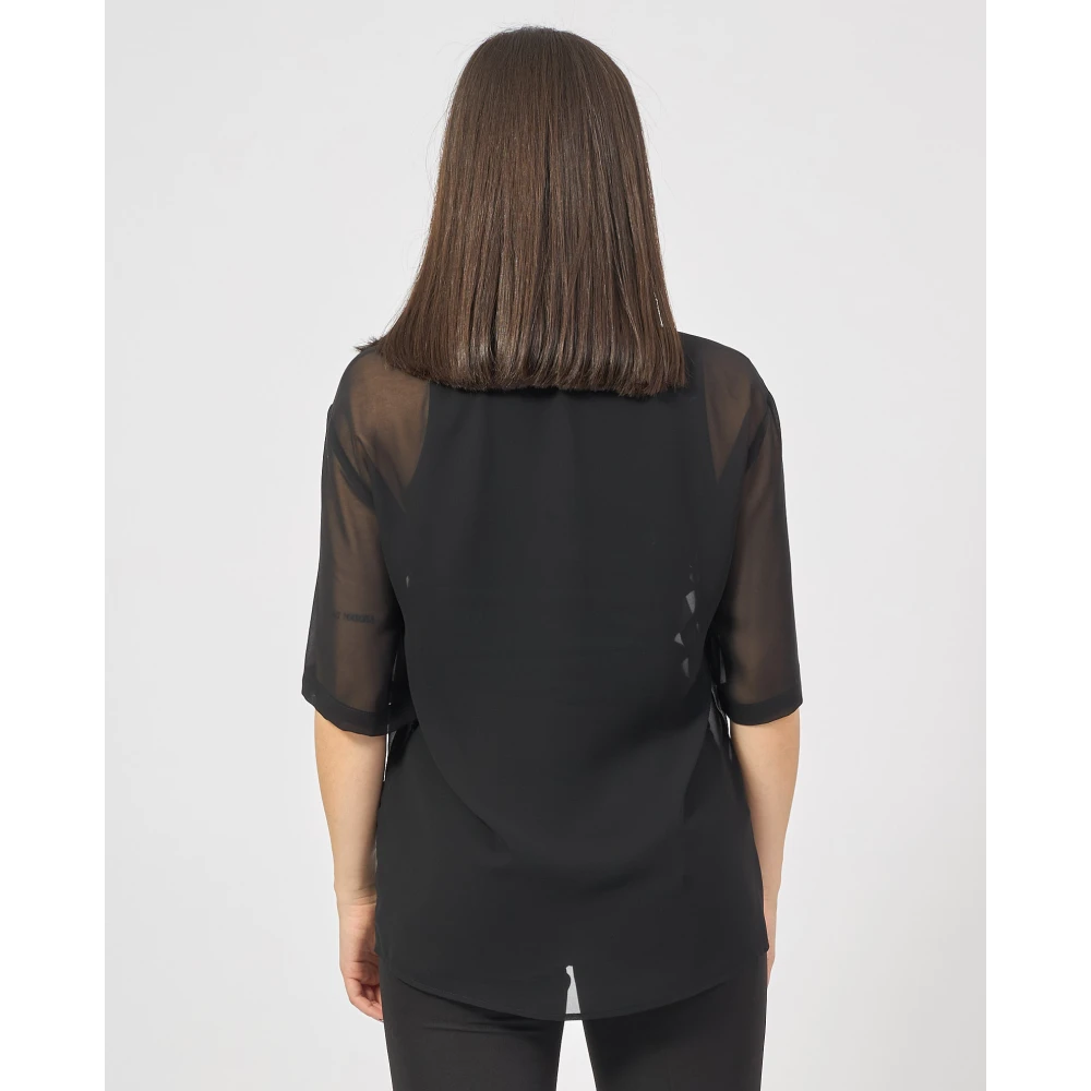 Gaëlle Paris Zwarte doorschijnende shirt met zakken Black Dames