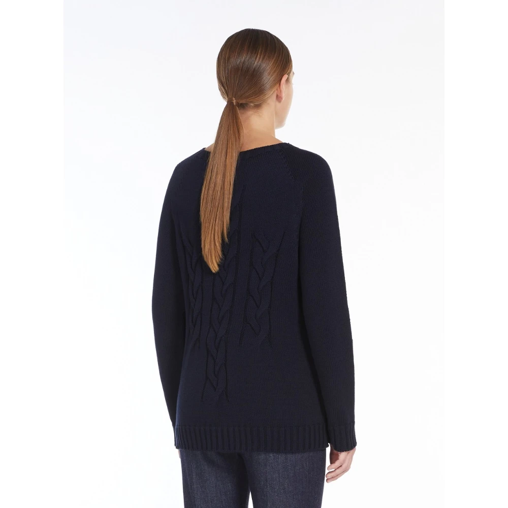 Max Mara Blauwe Gebreide Trui met Vlechtdetail Blue Dames
