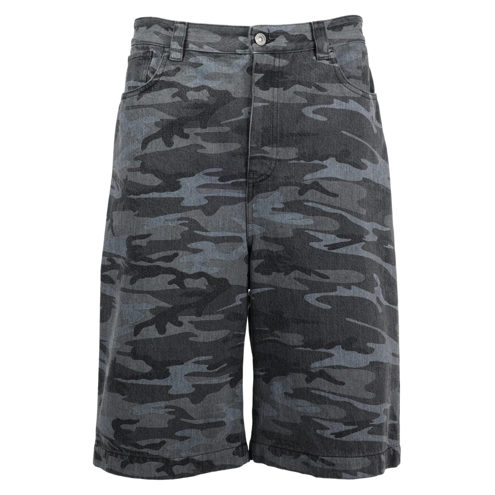 Balenciaga Camouflage Denim Shorts voor Heren Gray Heren