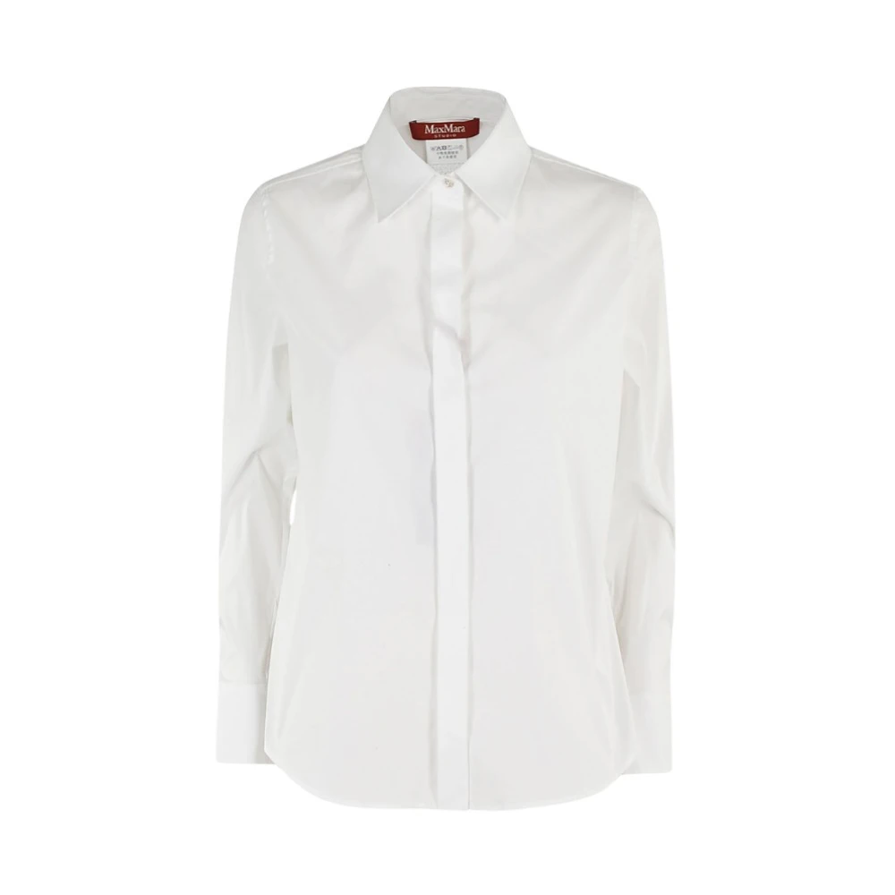 Max Mara Studio Wit Katoenen Stretch Overhemd White Dames