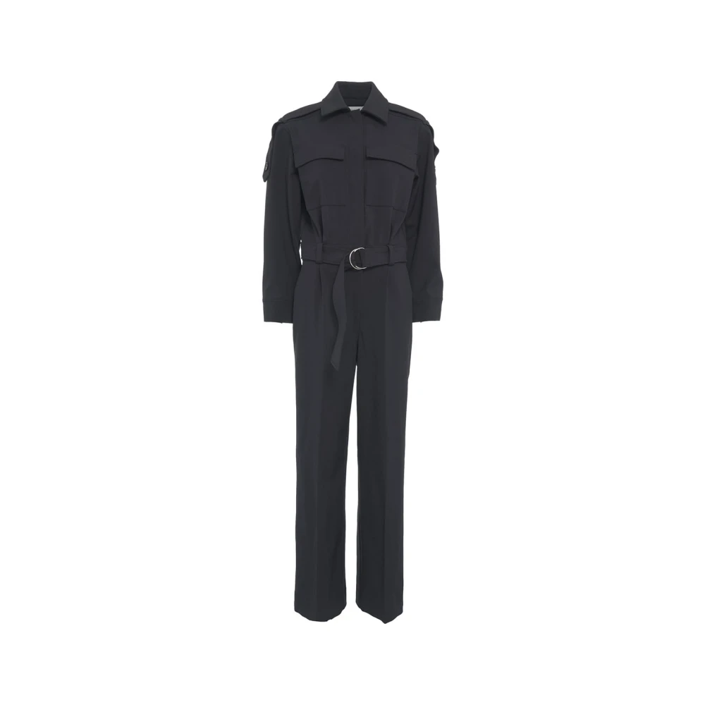 Second Female Zwarte Jumpsuit met Overhemdkraag en Tailleband Second Dames Black Dames