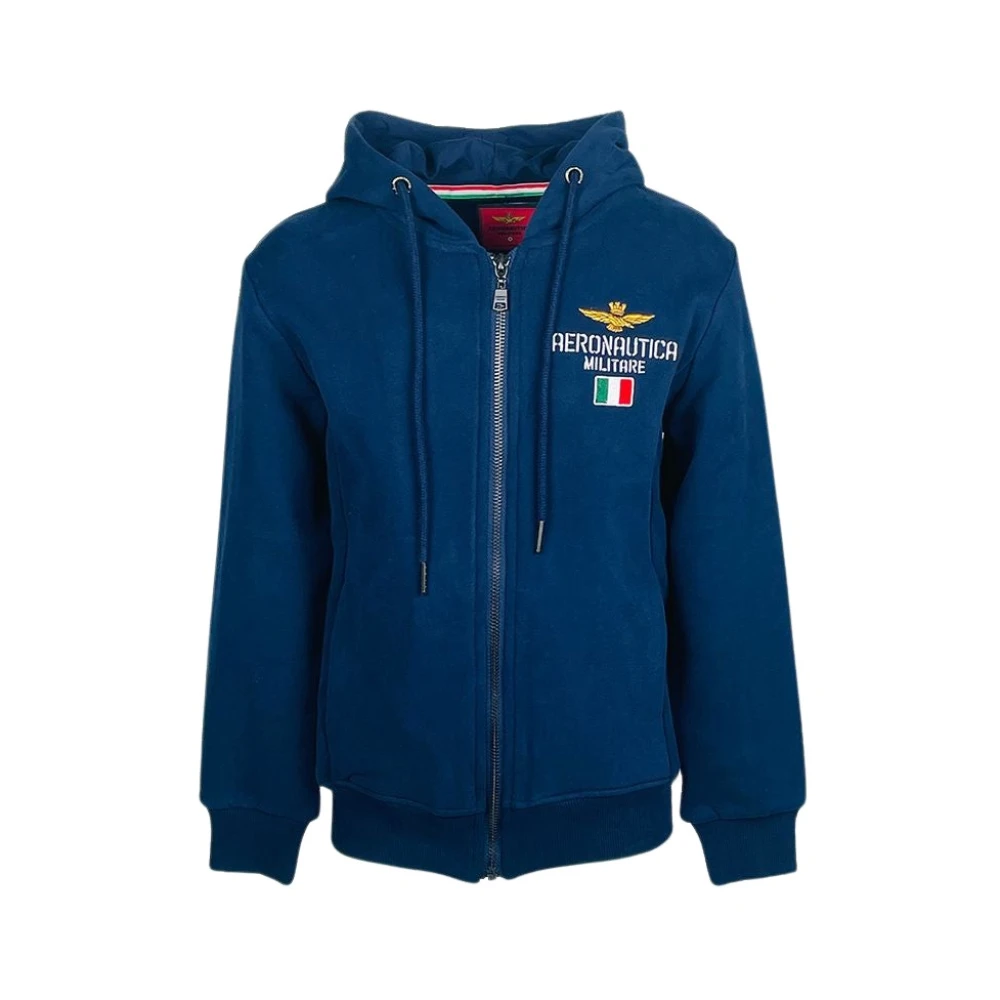 Aeronautica Militare AM Broderad Dragkedja Hoodie Blue, Pojke