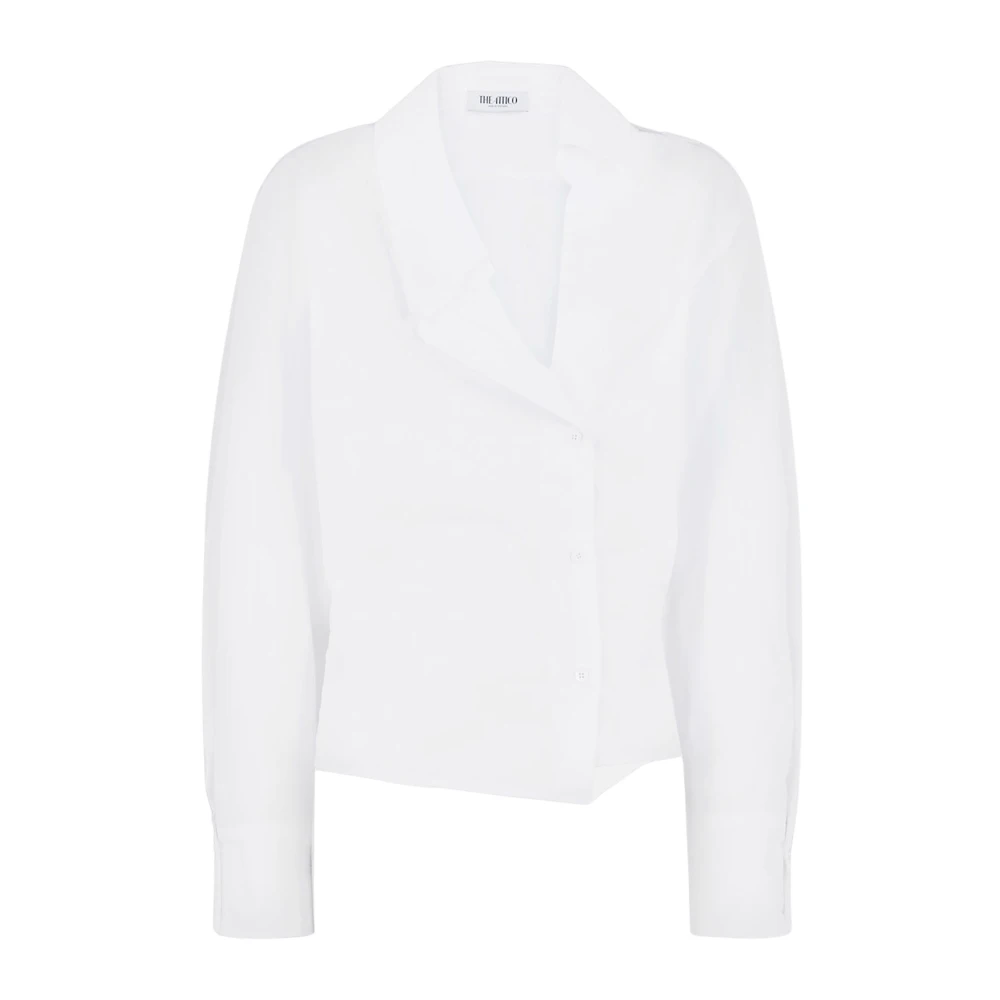 The Attico Women's White Structured Lapel Wrap Shirt - Shirts - 2XS - Blouses & Shirts