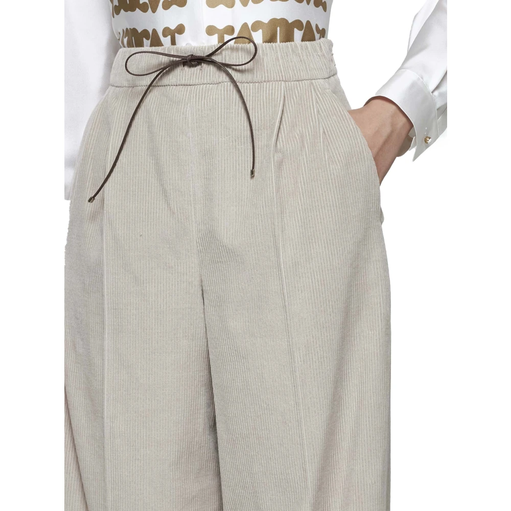 Max Mara Corduroy Wide Leg Trousers Beige Dames