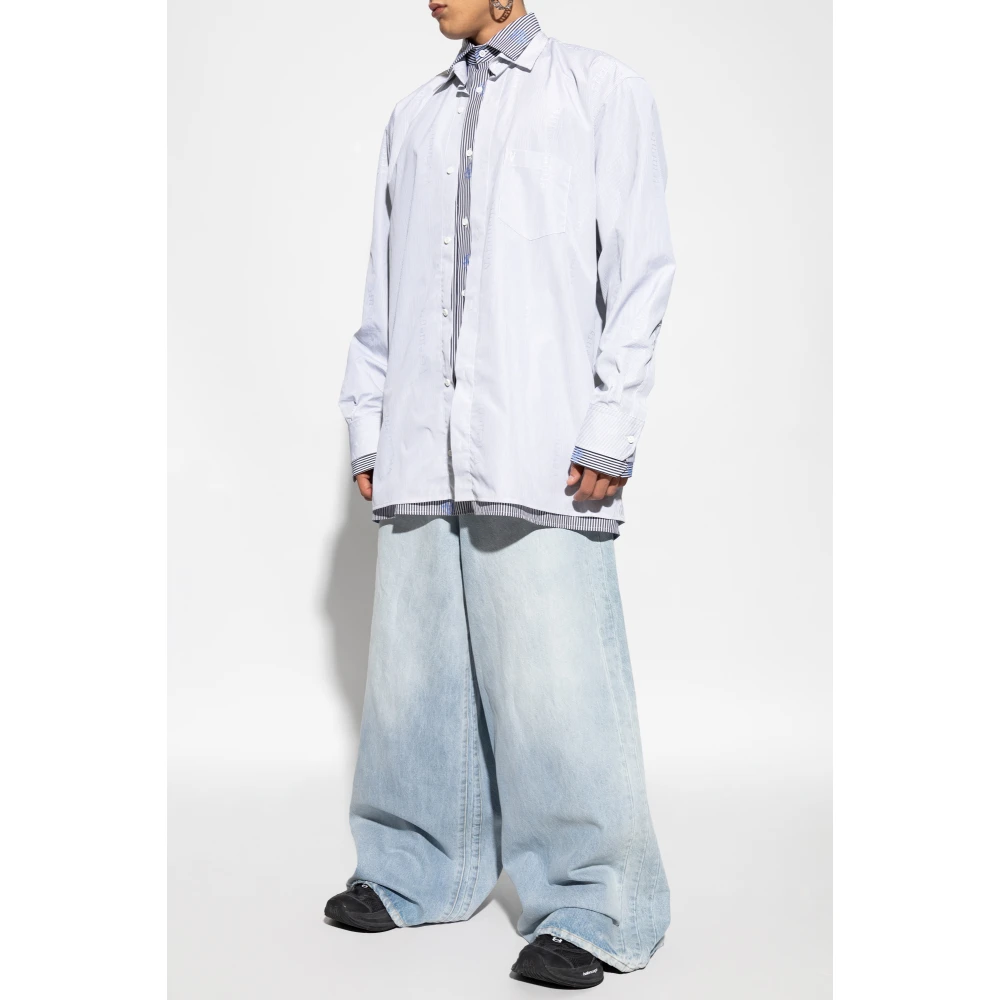 Vetements Shirt met gestreept patroon Blue Heren