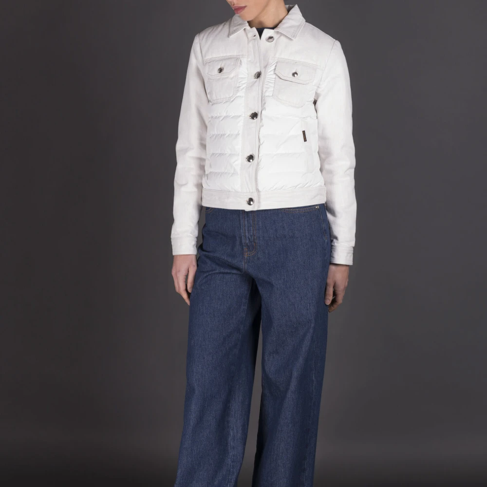 Moorer Ecru Denim Quilted Jacket Beige Dames