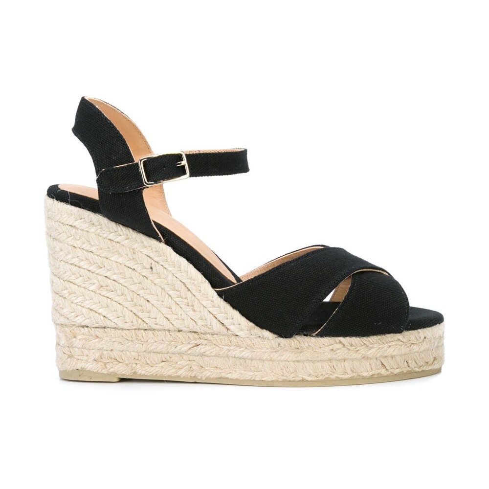 Zwarte espadrilles sleehak fashion