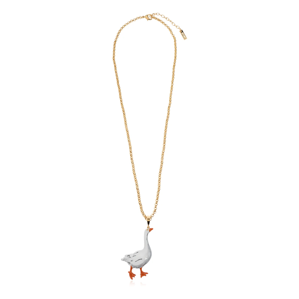 Moschino Vrouw Geel Accessoires Dames, One Size, Leer, Pendant Necklace