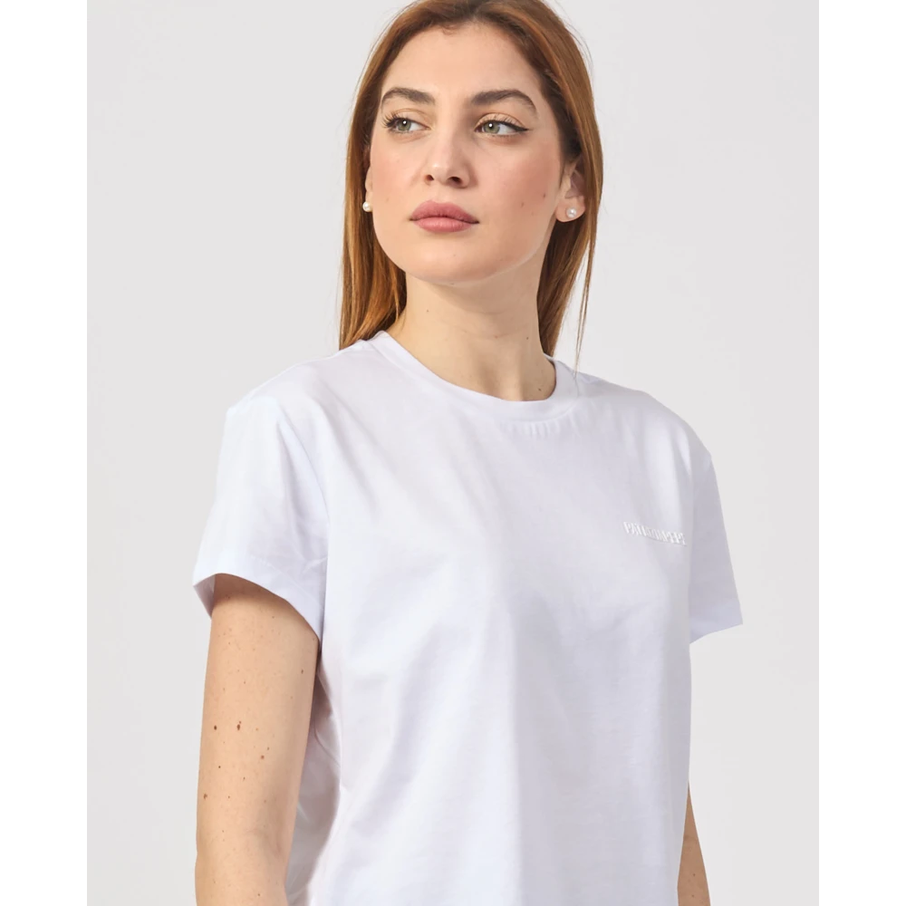 PATRIZIA PEPE Witte Jersey Katoenen T-shirt White Dames