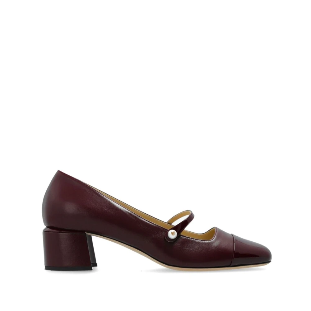 Jimmy Choo Burgundy Läderplatta Skor Brown, Dam