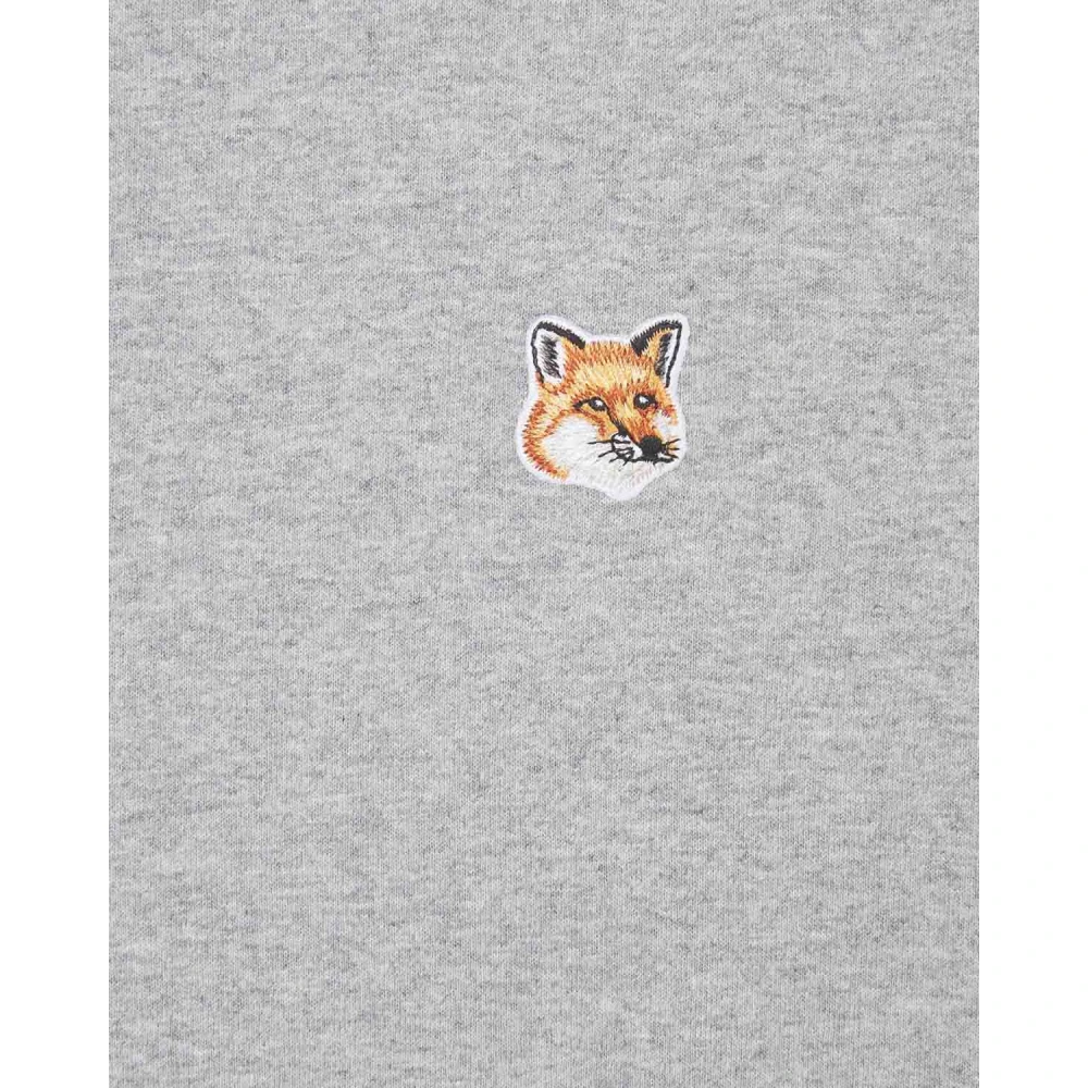 Maison Kitsuné Grijze Fox Head Patch Classic Tee-Shirt Gray Heren