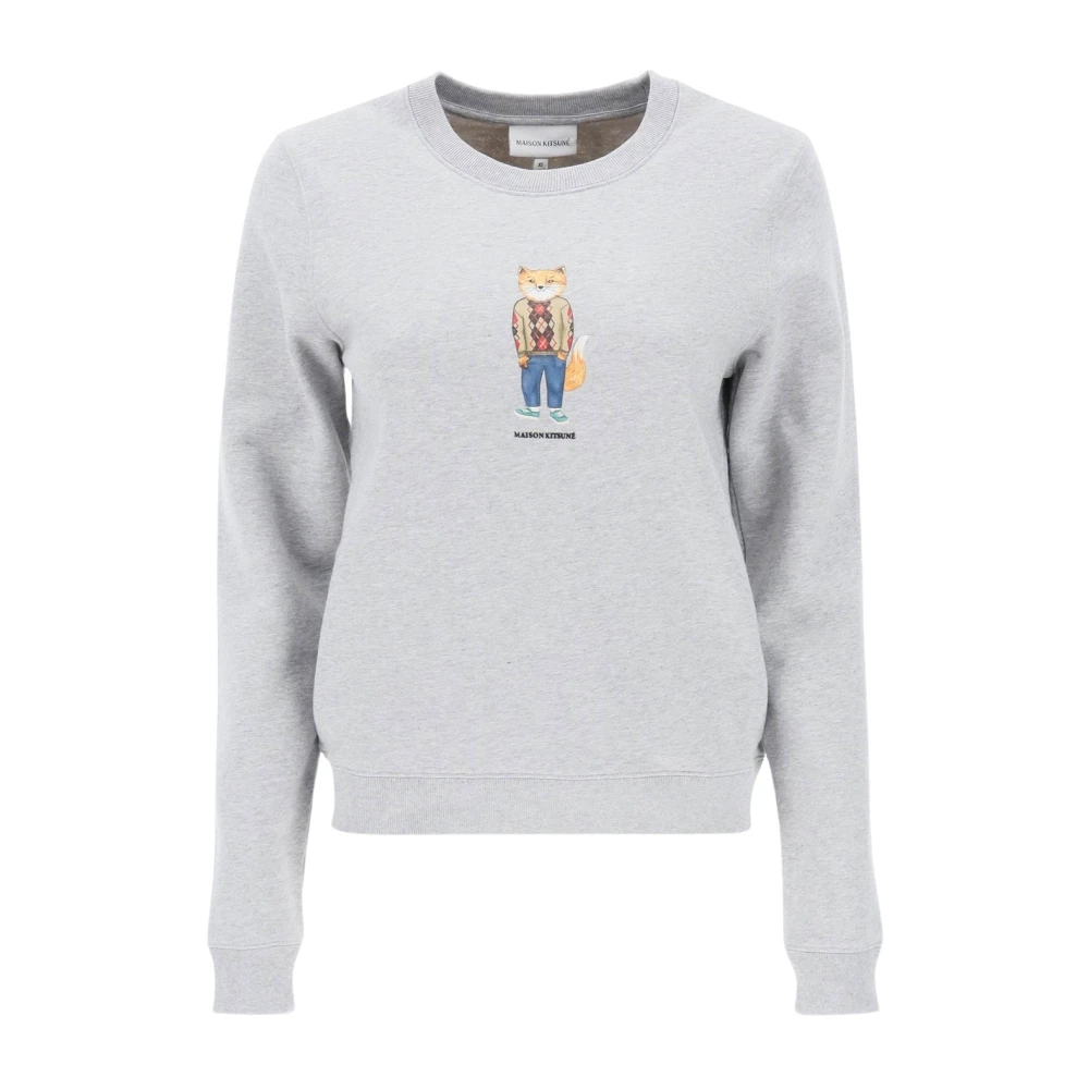 Maison Kitsuné Sweatshirt met logo Gray Dames
