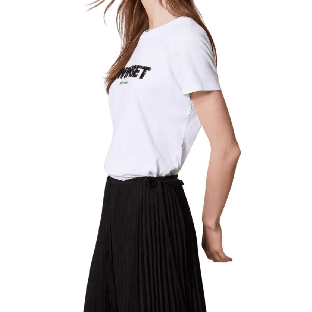 Twinset Geborduurd logo lettering T-shirt in wit White Dames