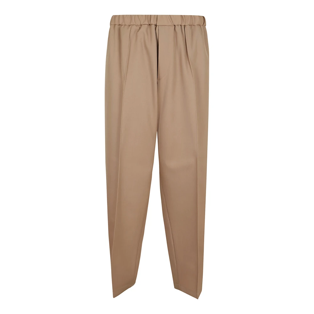 Jil Sander Bruine Wol Elastische Taille Broek Aw24 Brown Heren