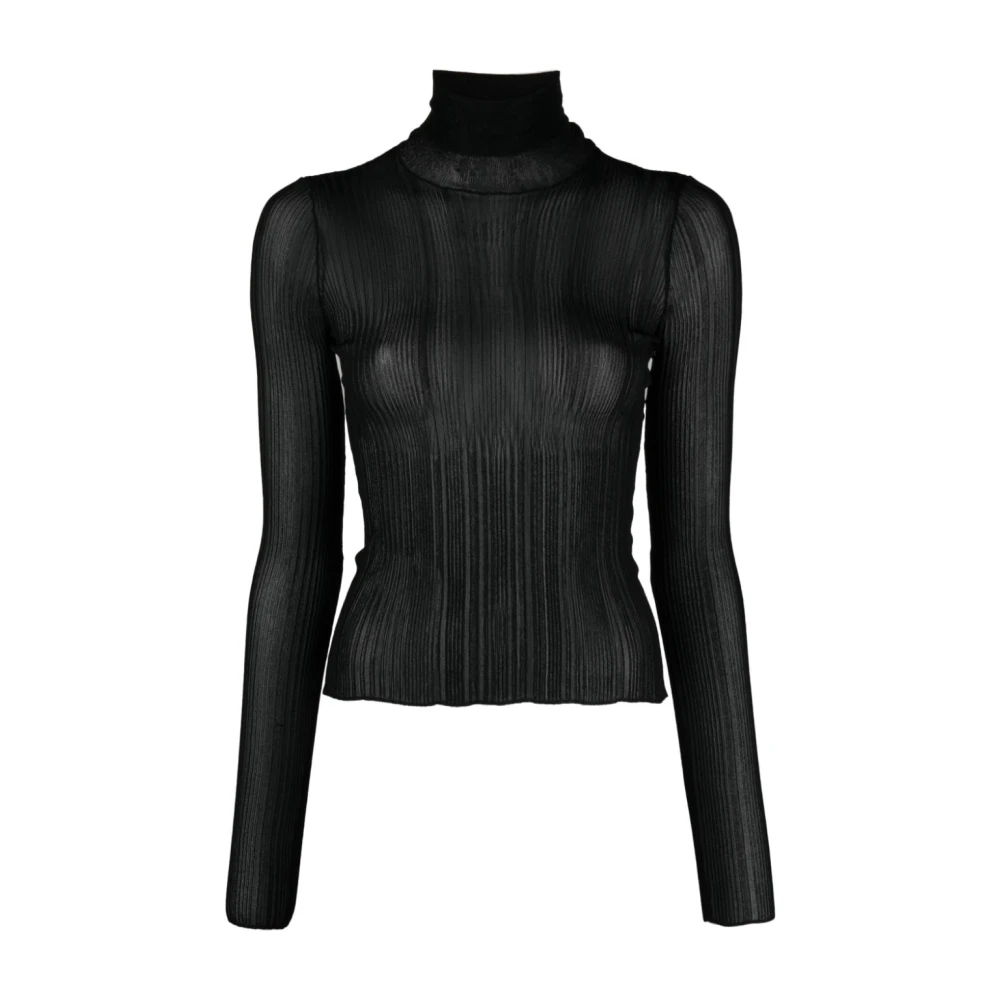 Givenchy Zwarte Semi-Transparante Gebreide Coltrui Black Dames