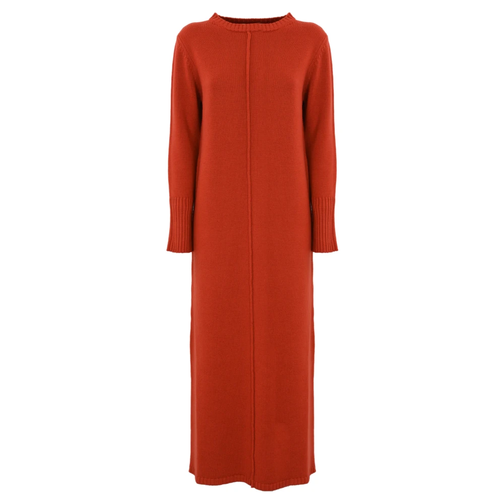Liviana Conti Wol Dip Dye Lange Mouw Jurk Orange Dames