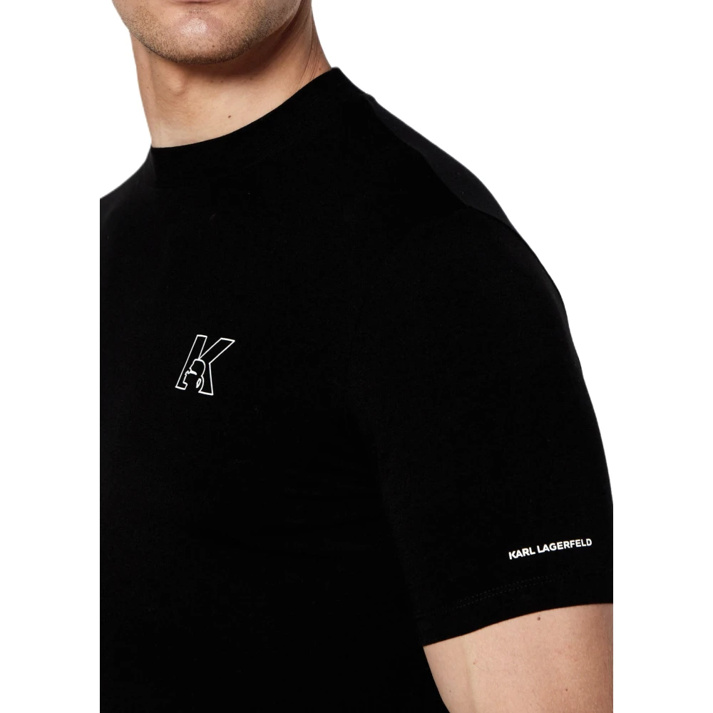 Karl Lagerfeld T-shirt met zilveren logodetails Black Heren