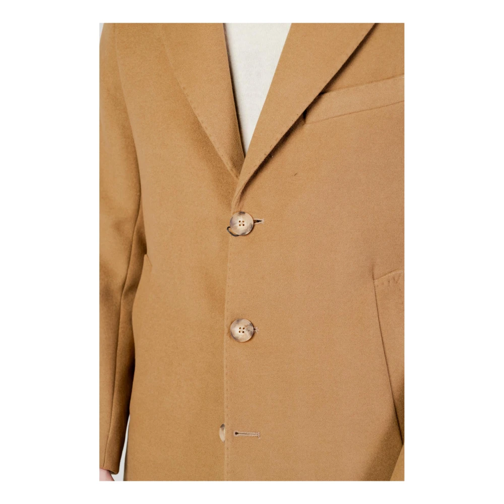 Mulish Beige V-Neck Button Coat met Reverskraag Beige Heren