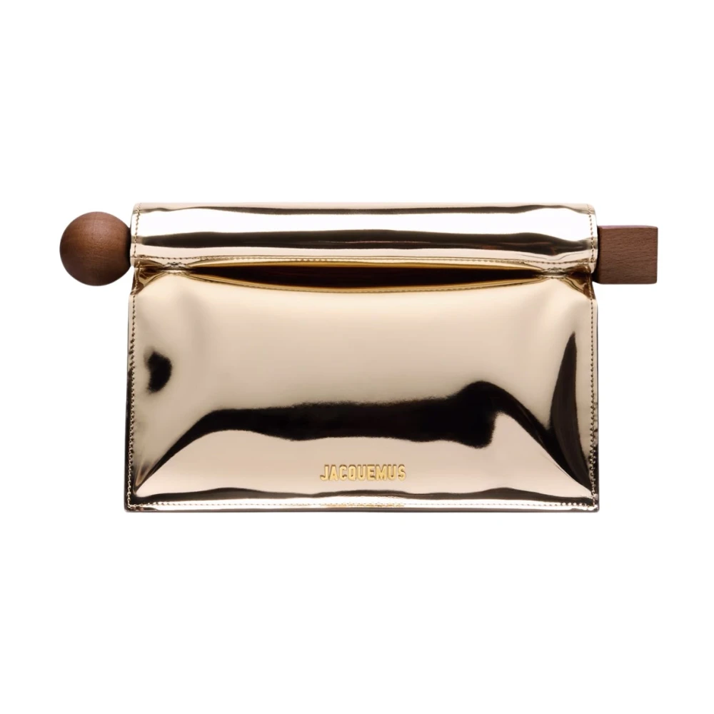 Jacquemus Ronde Vierkante Clutch Tas Goud Yellow Dames