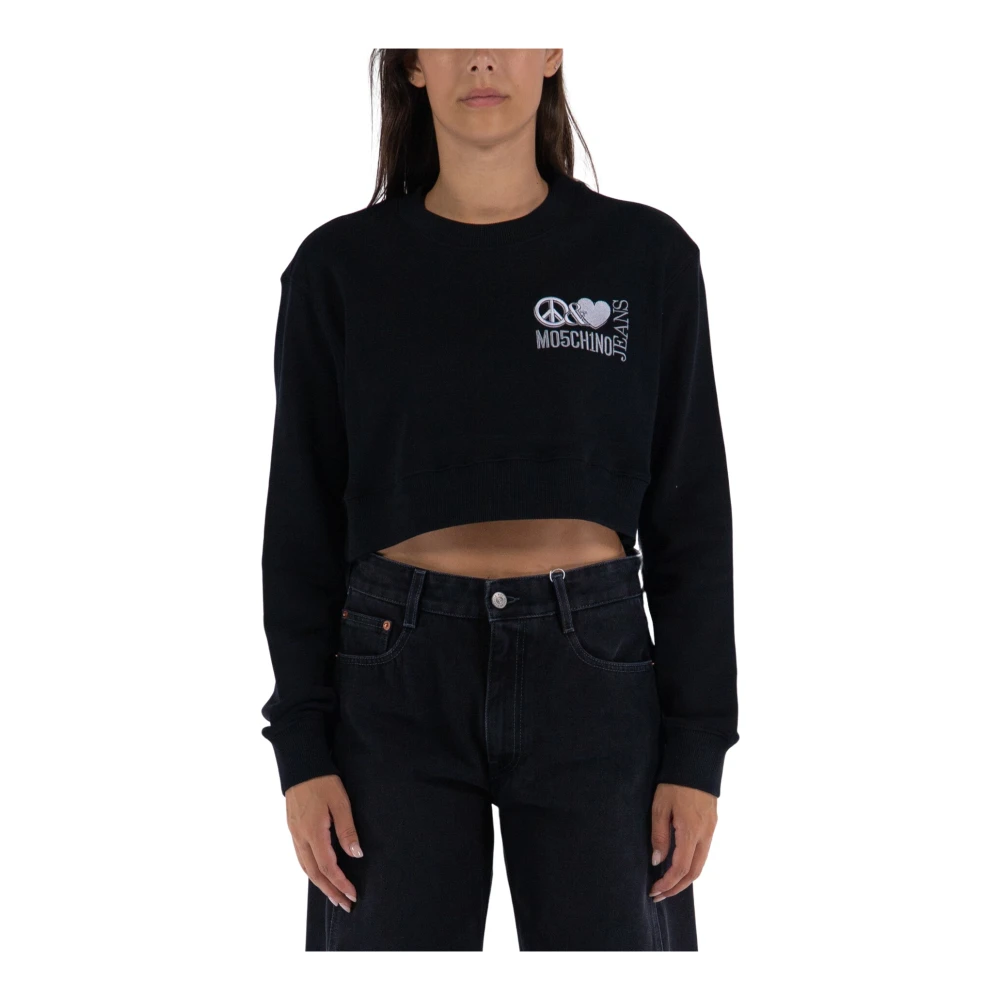 Moschino Crop Sweatshirt Black Dames