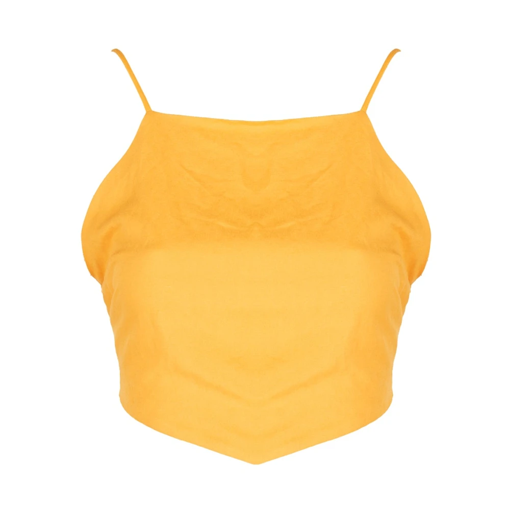 Patrizia Pepe Vrouw Oranje Elegante Aansluitende Top Met Asymmetrische Zoom