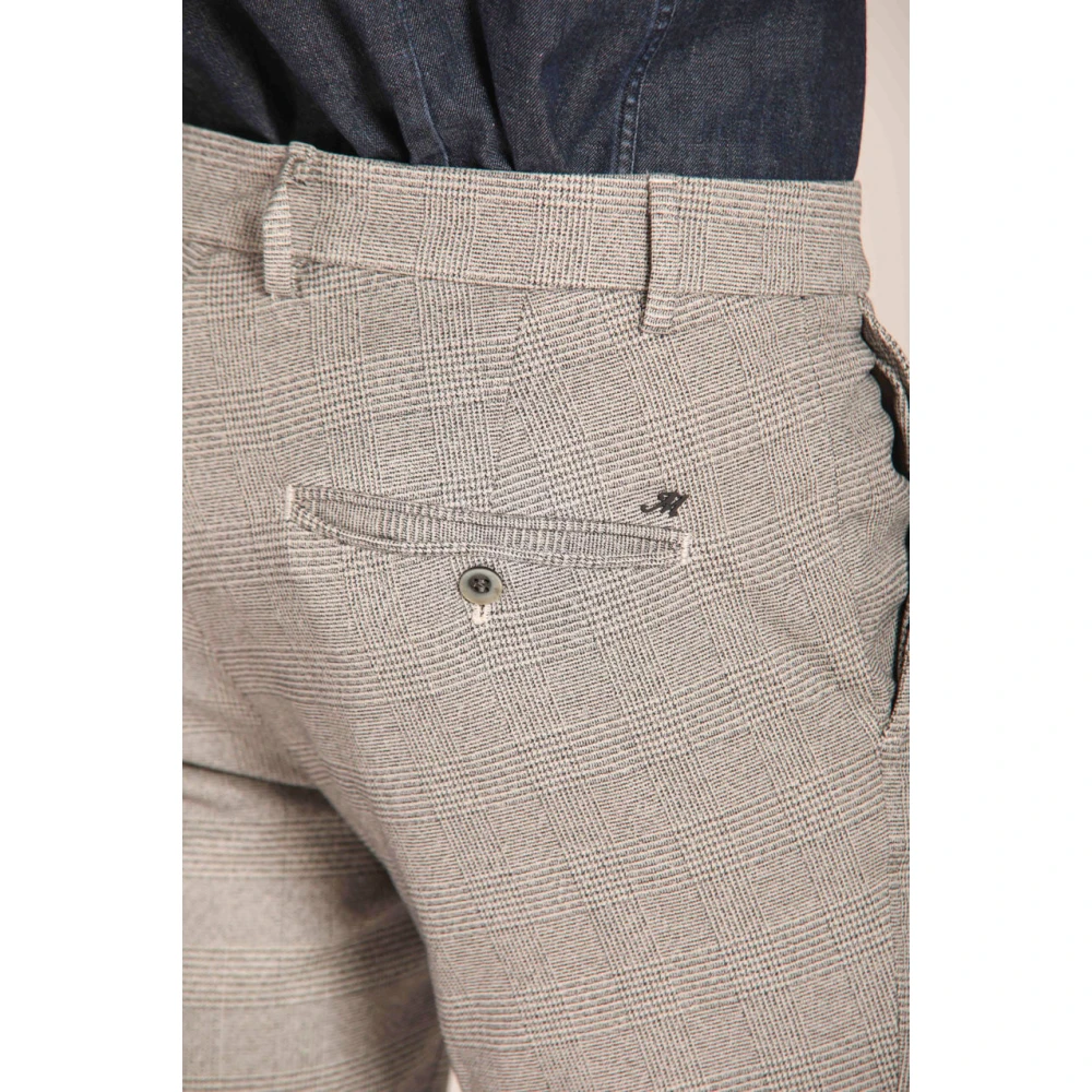 Mason's Slim Fit Chino Broek met Chevron Patroon Gray Heren