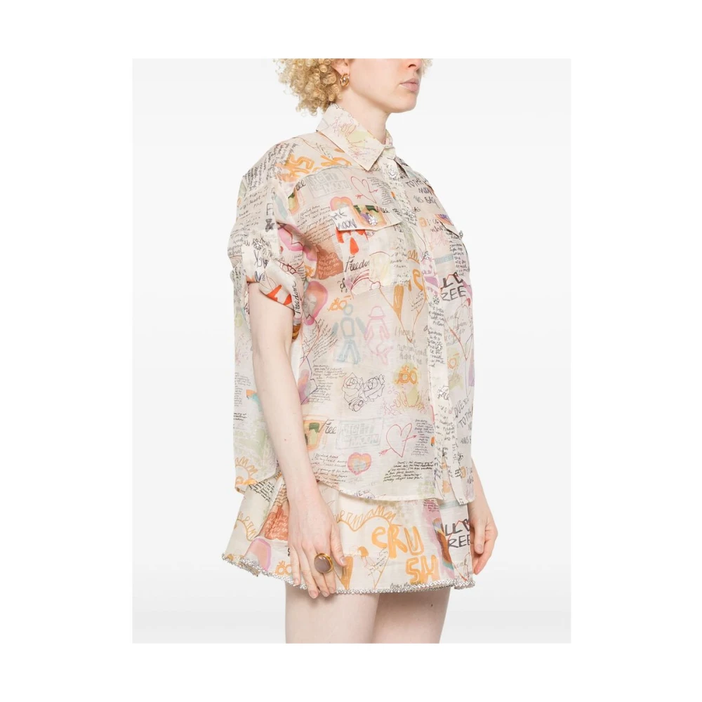 Zimmermann Beige Knoopshirt Multicolor Dames