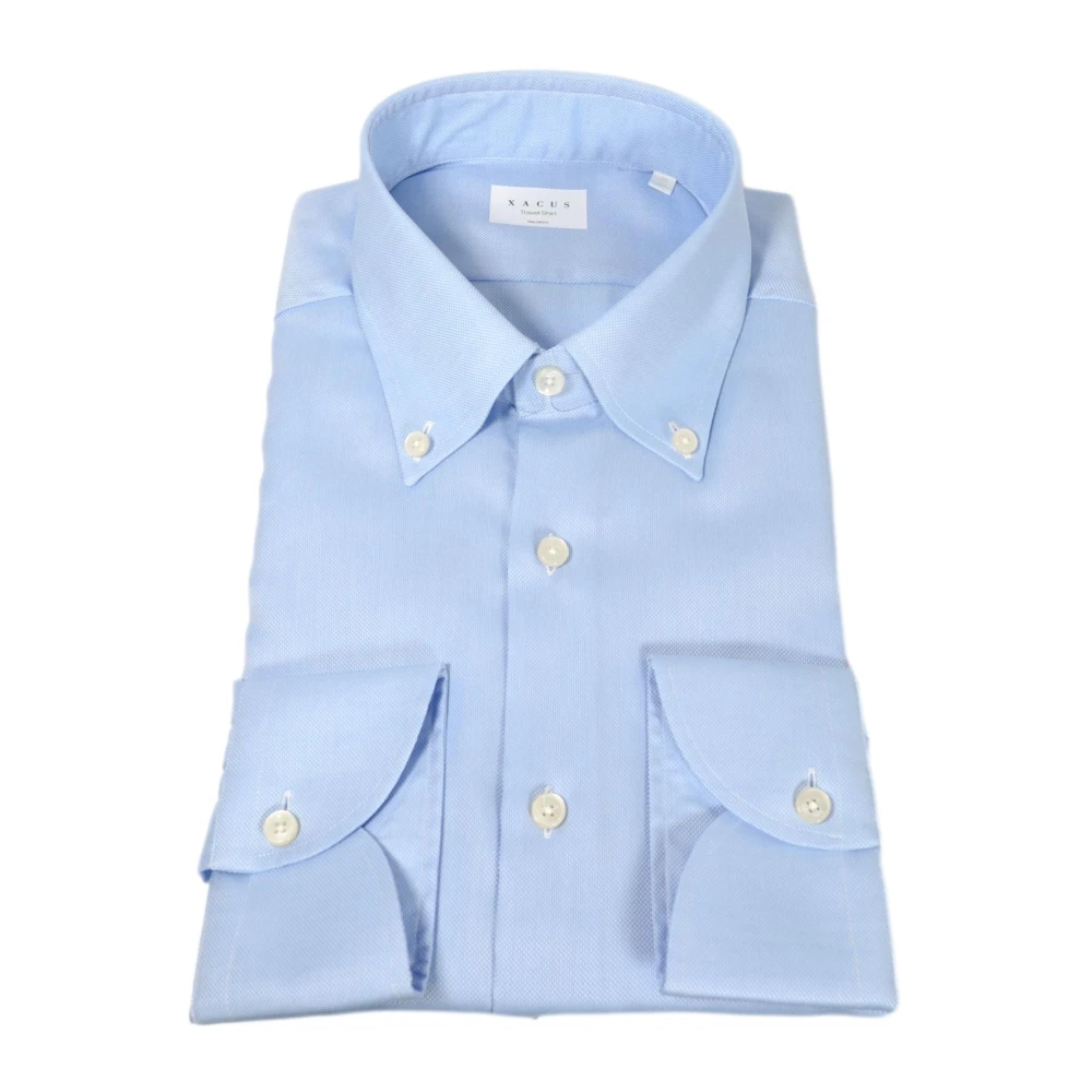 Xacus Button Down Oxford Reis Shirt Blue Heren